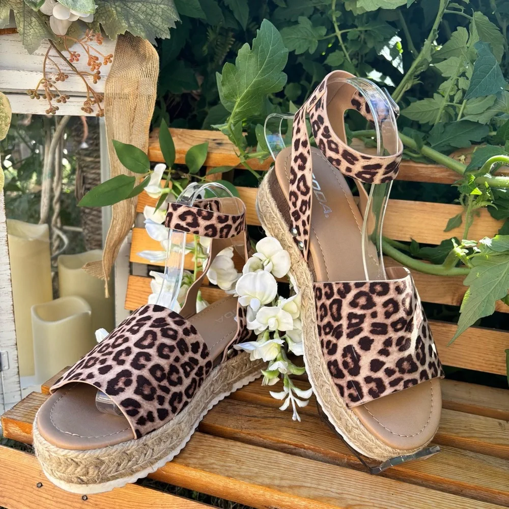 Soda Leopard Print‎ Espadrille Sandals